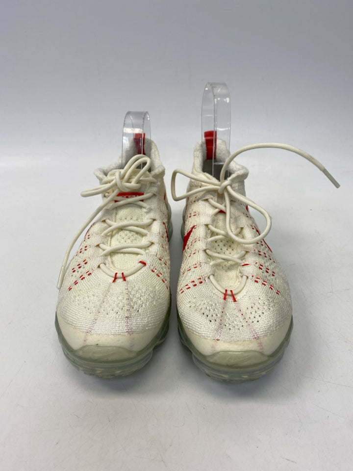 Nike US Shoe Size 9.5 Cream Red Lace-up Sneakers