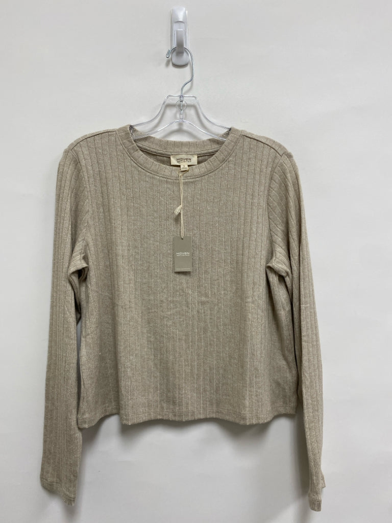 NWT HAVEN Size S Beige Silver Texture Cropped Ladies Sweater