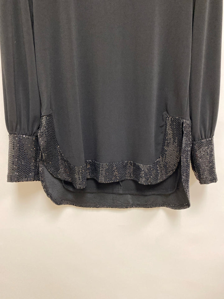 NWT ny collection Size S Black Sequins Long Sleeve Ladies Top