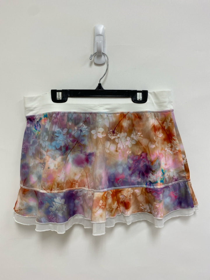 SOFIBELLA Size L Cream Lavender/Multi Flowers Athletic Skort