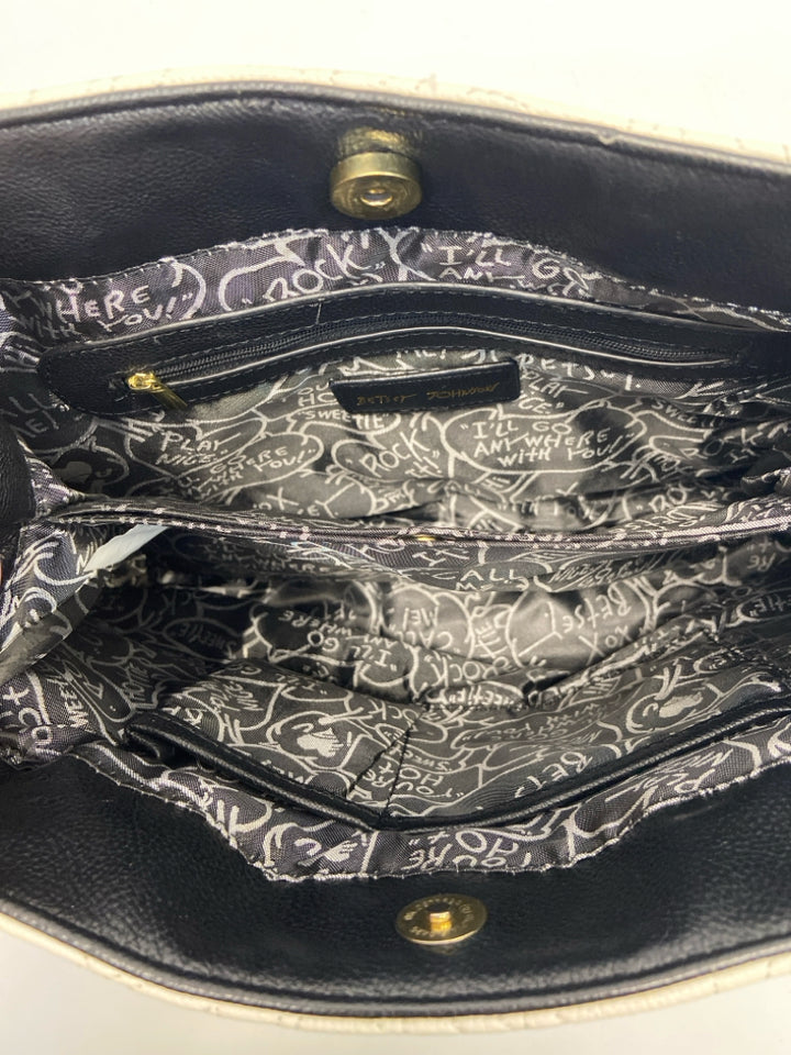 Betsey Johnson Cream Black Handbag