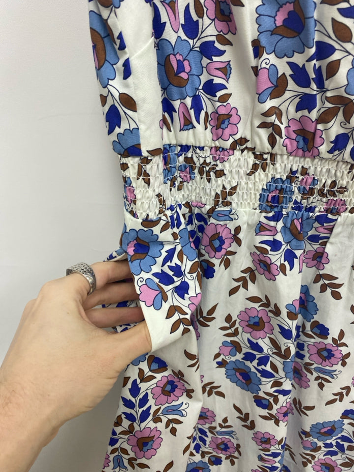 NWT Boden Size 10 White Purple/Blue Floral Sleeveless Ladies Dress