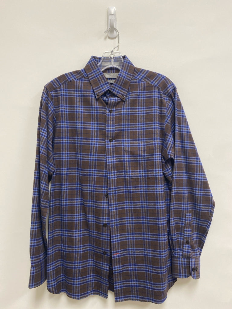 Cremieux Size M Brown Navy/Blue Plaid Men&