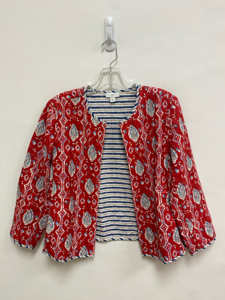J Jill Size XS Red Blue/White Print Quilted Ladies Jacket