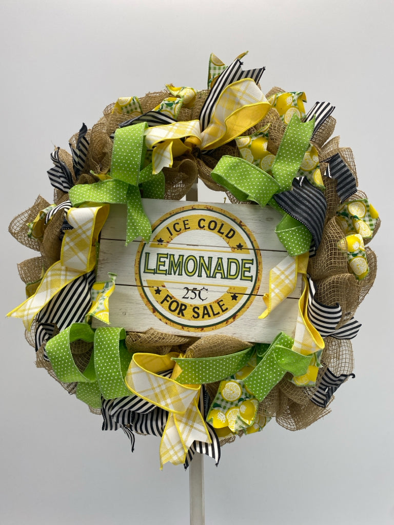 Natural Green/Yellow Ribbons Wreath