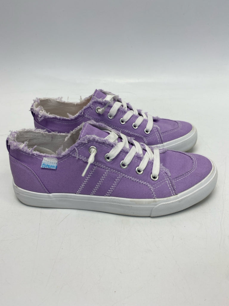 Obtaom Size 9 Purple White Lace-up Sneakers