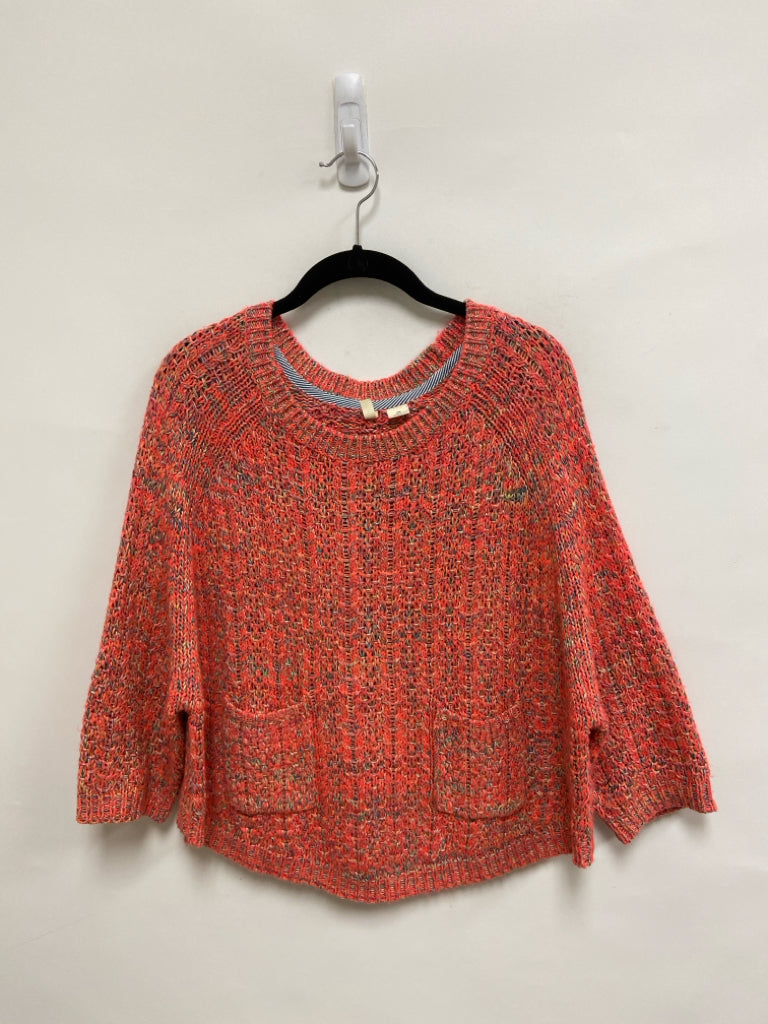 MOTH Size M Neon Orange Multi Color Basketweave Ladies Sweater
