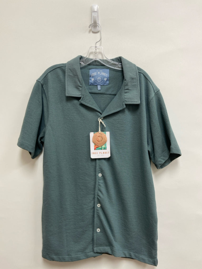 NWT Free Planet Size L Dusty Blue Button Up Men&