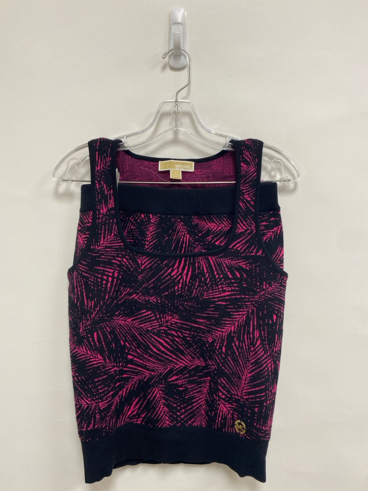 Michael Kors Size S Black Hot Pink Abstract Tank Knit Ladies 2pc Skirt