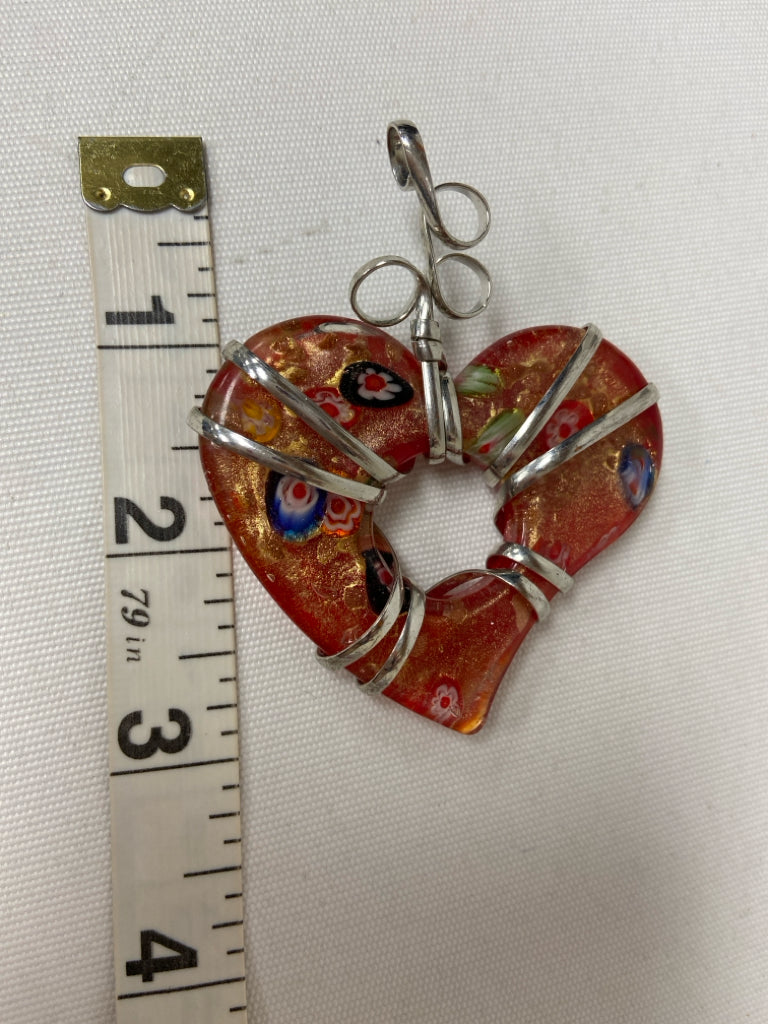 Red Silver Hearts Pendant