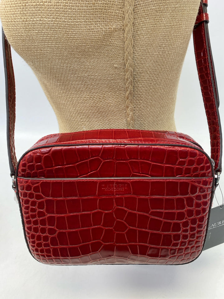 NWT Ralph Lauren Dark Red Embossed Crossbody