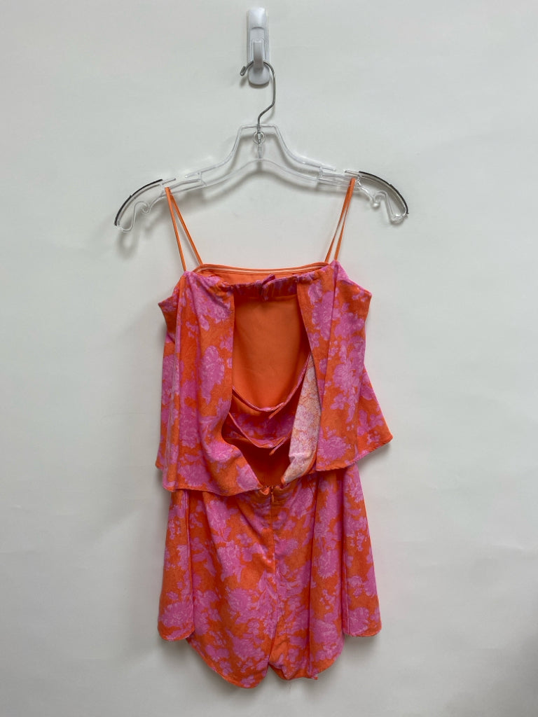 Do + Be Size S Pink Orange Floral Strapless Ladies Romper