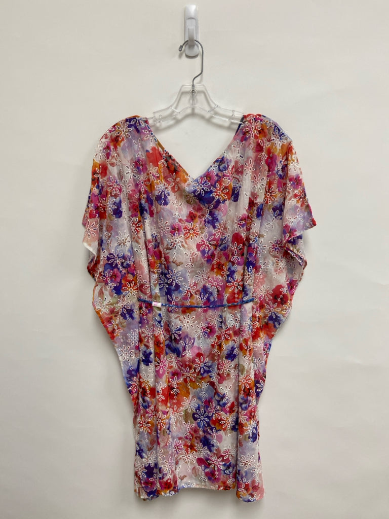 NWT JOHNNY WAS Size M White Multi Color Cut-Out Batwing Ladies Dress