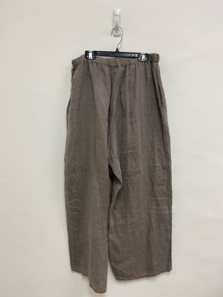Flax Size S Taupe Pull-on Linen Ladies Pants