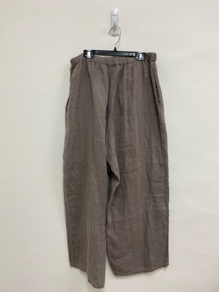 Flax Size S Taupe Pull-on Linen Ladies Pants