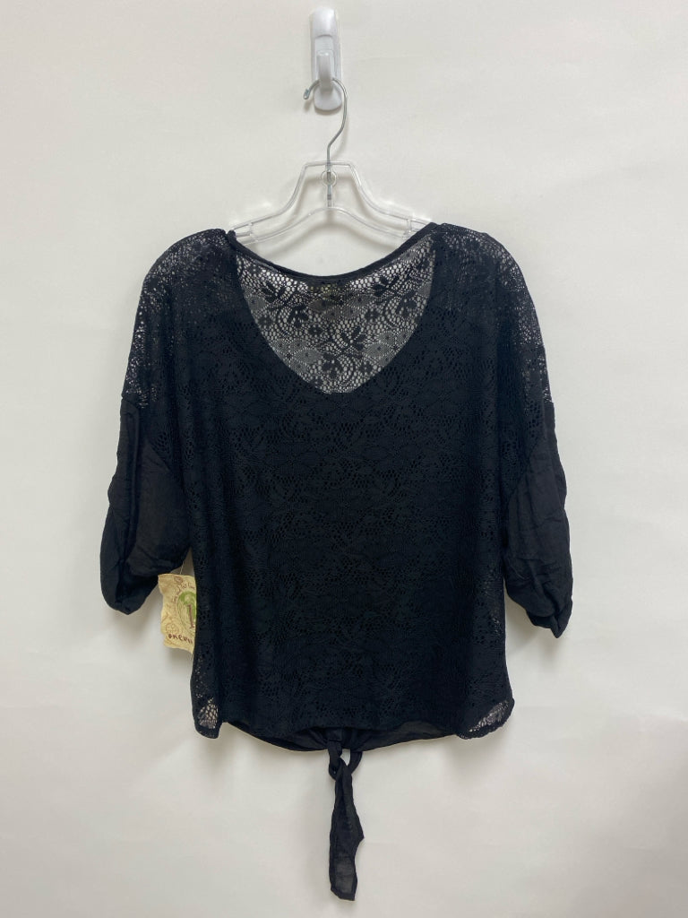 NWT One World Size XL Black Lace Button Up Ladies Top