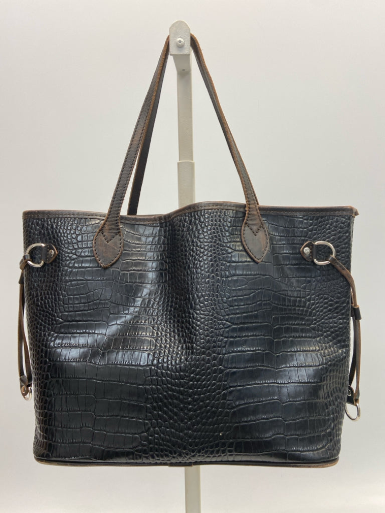 Freebird Black Dark Brown Embossed Handbag