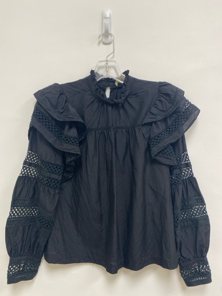Marie Oliver Size XS Black Ruffles Long Sleeve Ladies Top