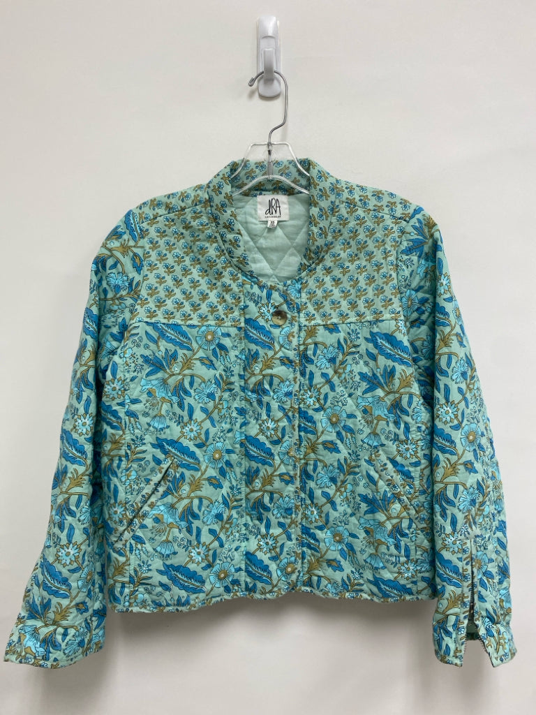 DRA LOS ANGELES Size XS Aqua/Blue Tan Floral Quilted Ladies Jacket