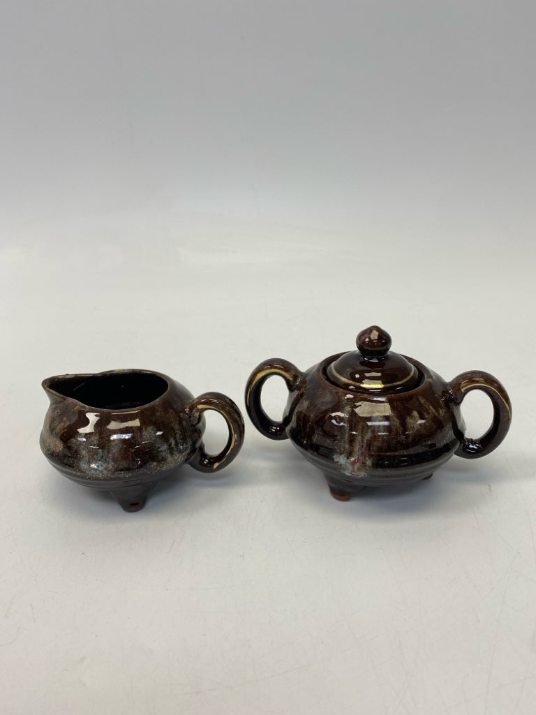 Brown Ceramic Sugar/Creamer