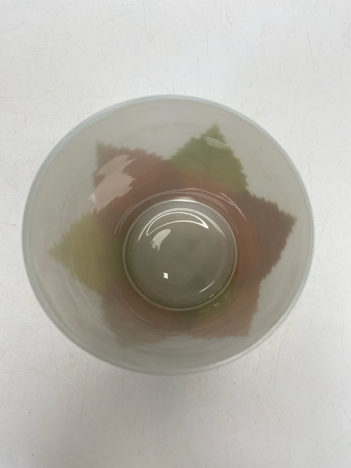 Yankee Candle Frosted Brown/Multi Leaves Glass Candleholder(s)