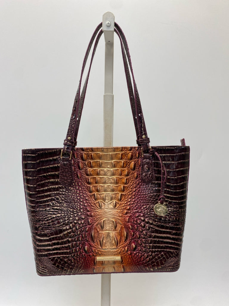 Brahmin Purple Coral Embossed Handbag