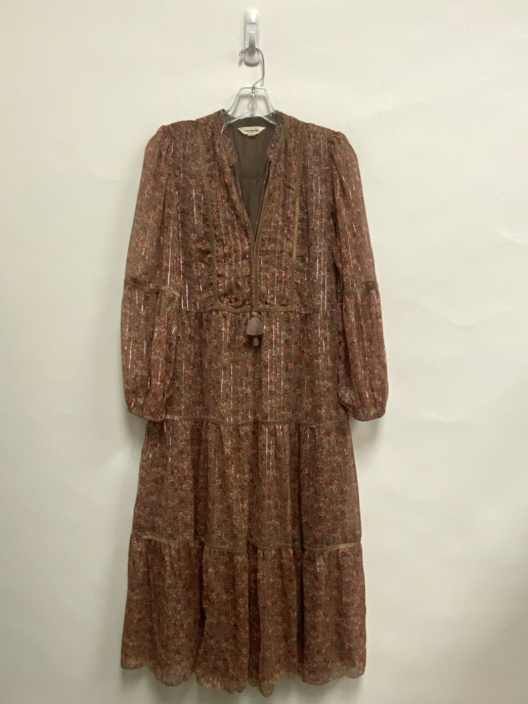 Lucky Brand Size XS Taupe Coral Floral Ladies Dress