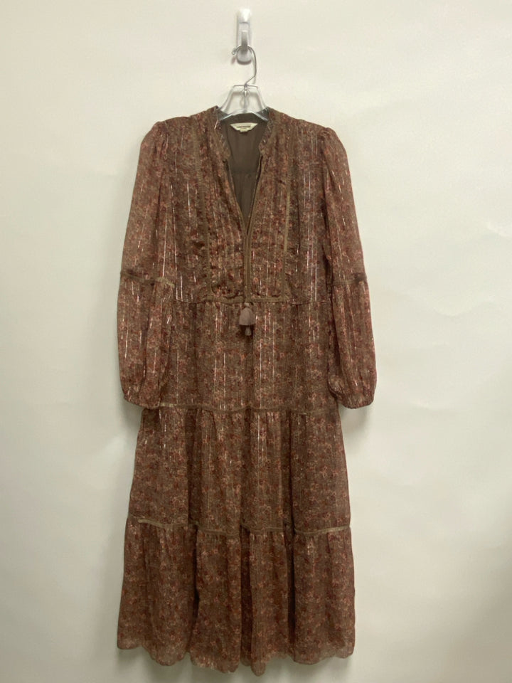 Lucky Brand Size XS Taupe Coral Floral Ladies Dress