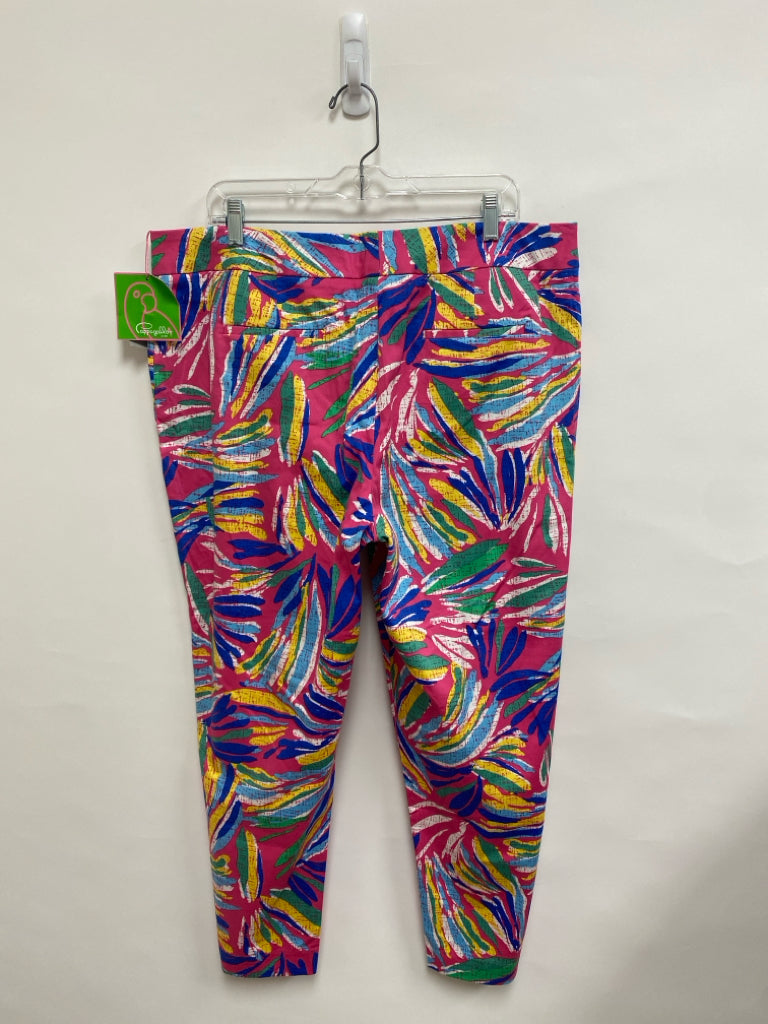 NWT Pappagallo  SIZE  16 Hot Pink/Wht Green/Multi Abstract Plus Size Pants