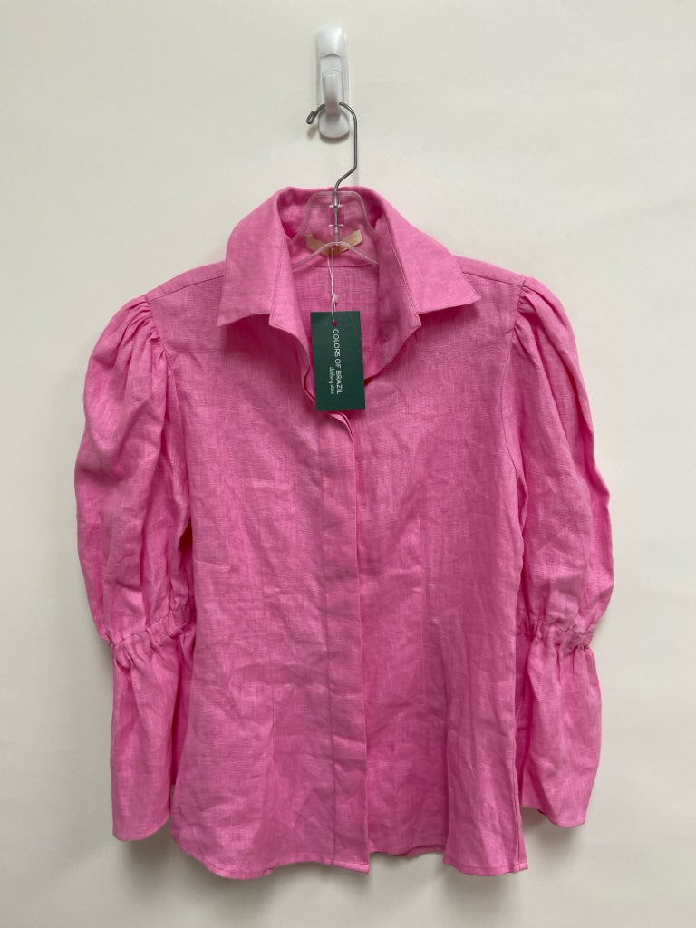 NWT Size S Pink Button Up Linen Ladies Top