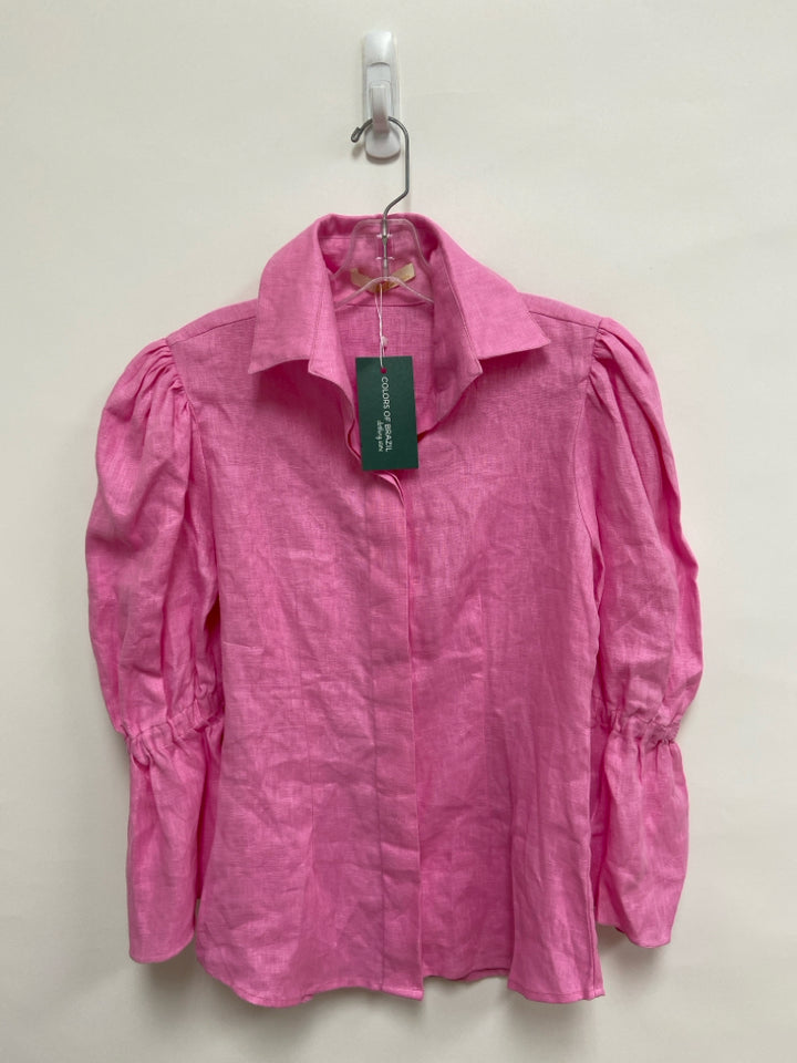 NWT Size S Pink Button Up Linen Ladies Top