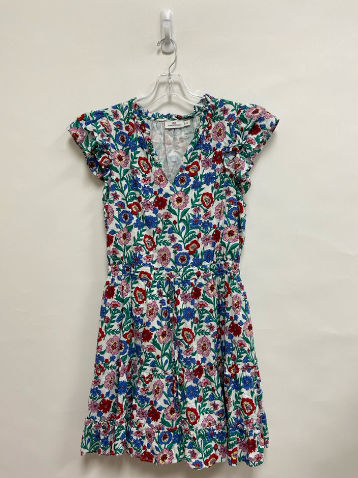 Vineyard Vines Size M White Green/Multi Flowers Ladies Dress