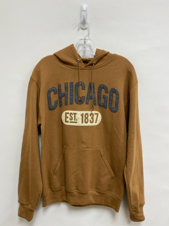 Size S Brown Gray/Cream Words Hooded Men&