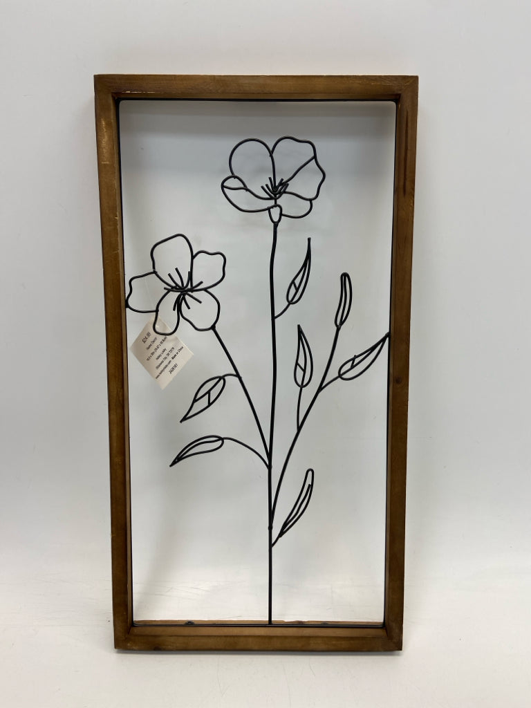 NWT Brown Black Flowers Wall Hanging