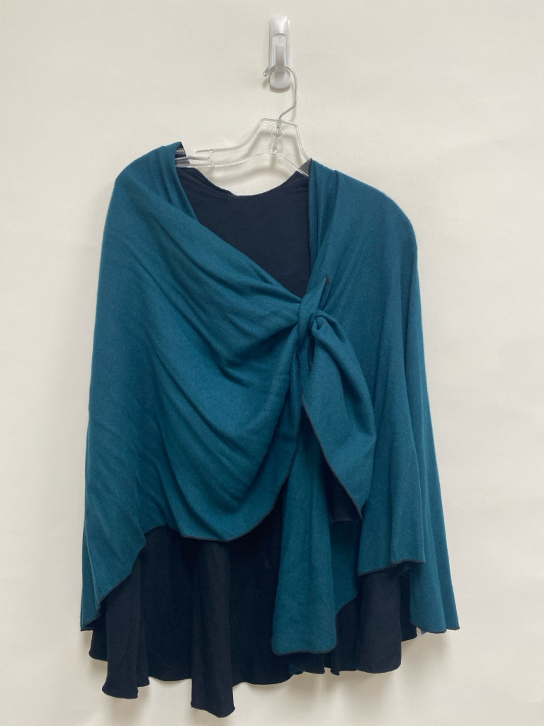 Size OSFM Dark Teal Blue Black Cape Cashmere Ladies Sweater