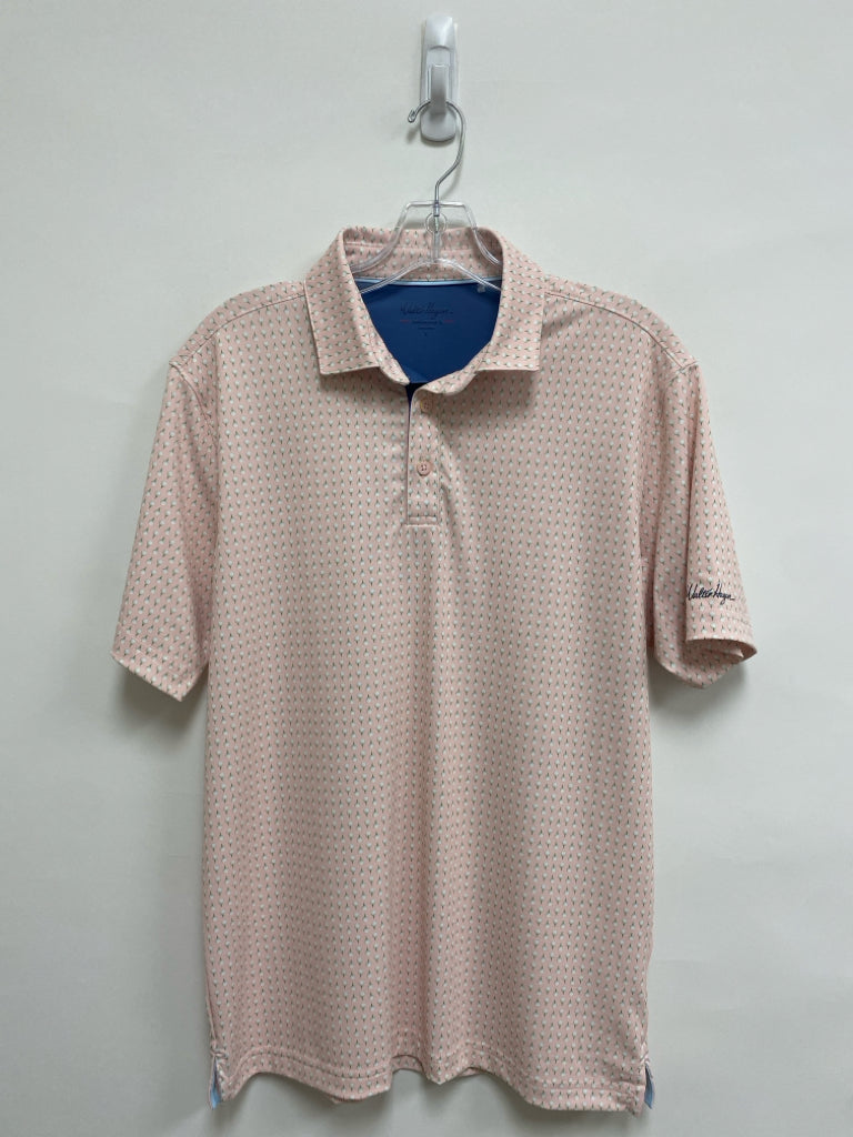 Walter Hagen Size S Peach White Golf Polo Men&