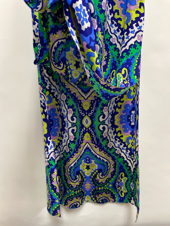 Alice&amp;Trixie Size M Dark Blue Multi Color Print Maxi Ladies Dress