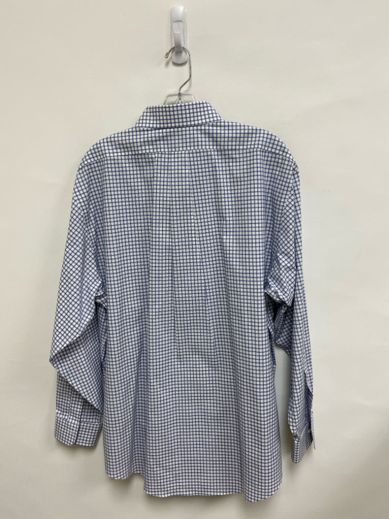 Brooks Brothers Size 16.5 White Navy Windowpane Men&