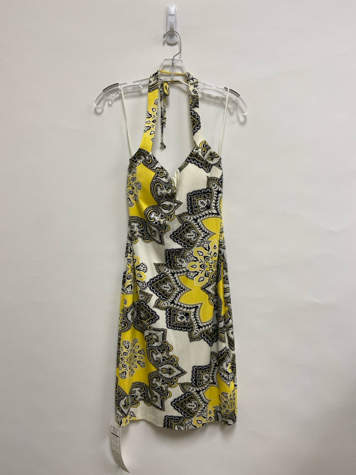 NWT Cache Size 8 Yellow White/Black Paisley Halter Ladies Dress