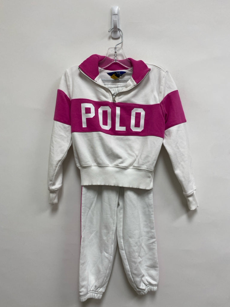 Polo SIZE 7 White Pink Logo Girl&