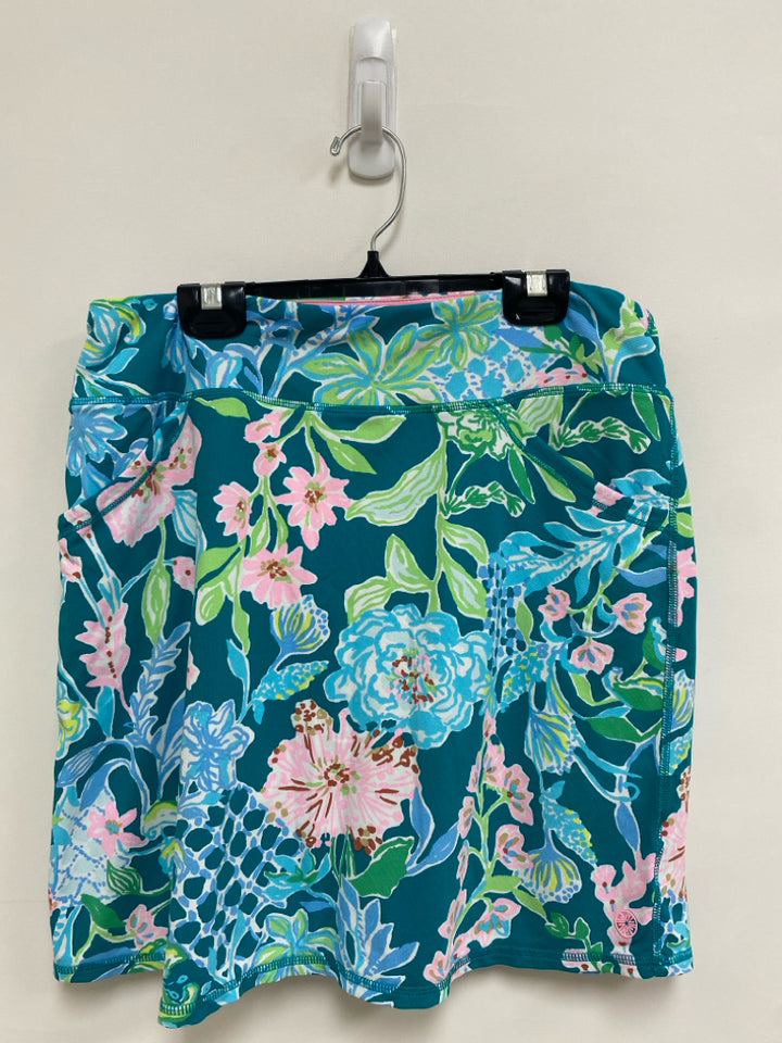 LILLY PULITZER Size M Teal Blue Pink/Green Flowers Ladies Skort