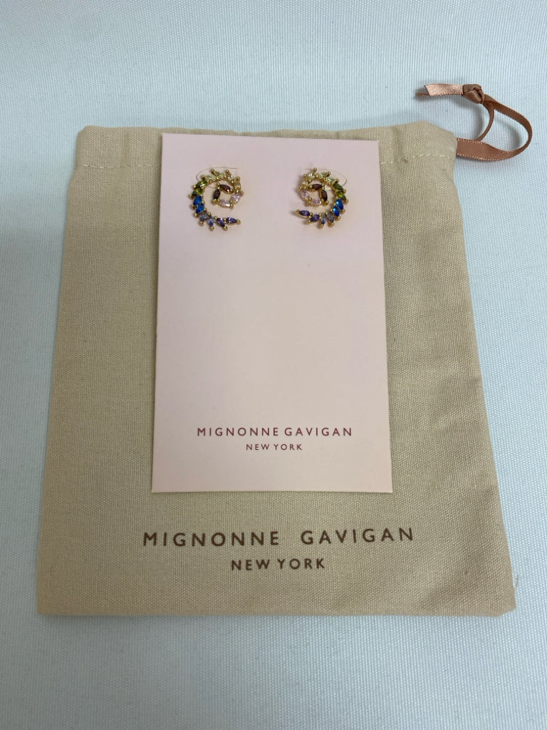NWT Mignonne Gavigan Multi Color Gold Color Swirl Earrings
