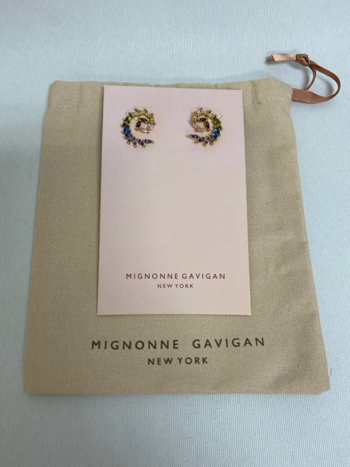 NWT Mignonne Gavigan Multi Color Gold Color Swirl Earrings