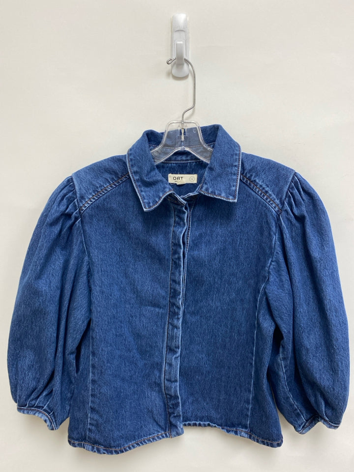 OAT Size S Blue Puff Sleeve Denim Ladies Top