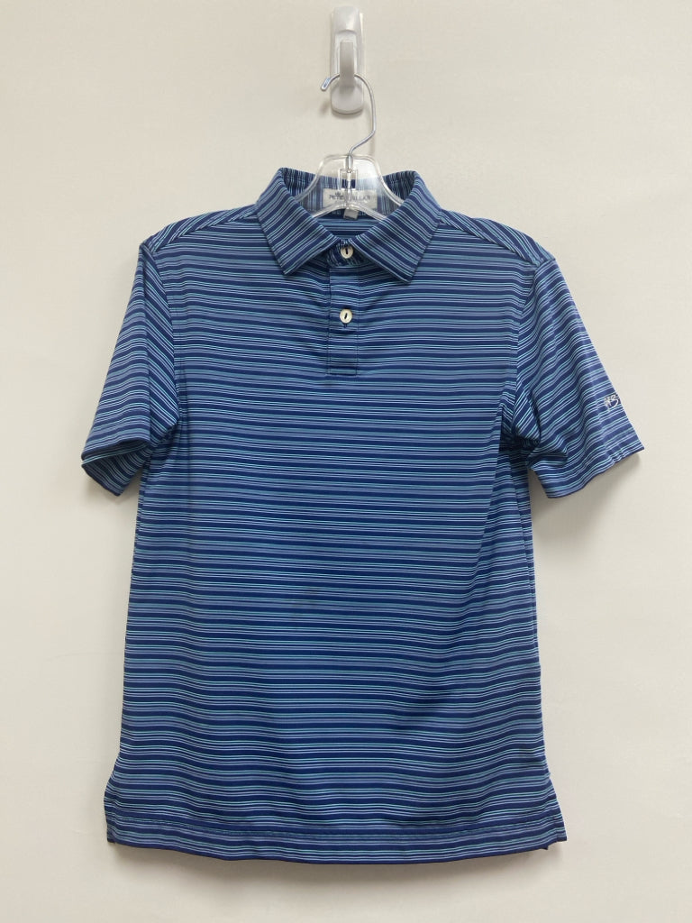 Peter Millar SIZE 7/8 Blue/Aqua Stripes Polo Boy&