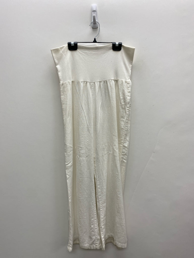 Size M Cream Pull-on Linen Ladies Pants