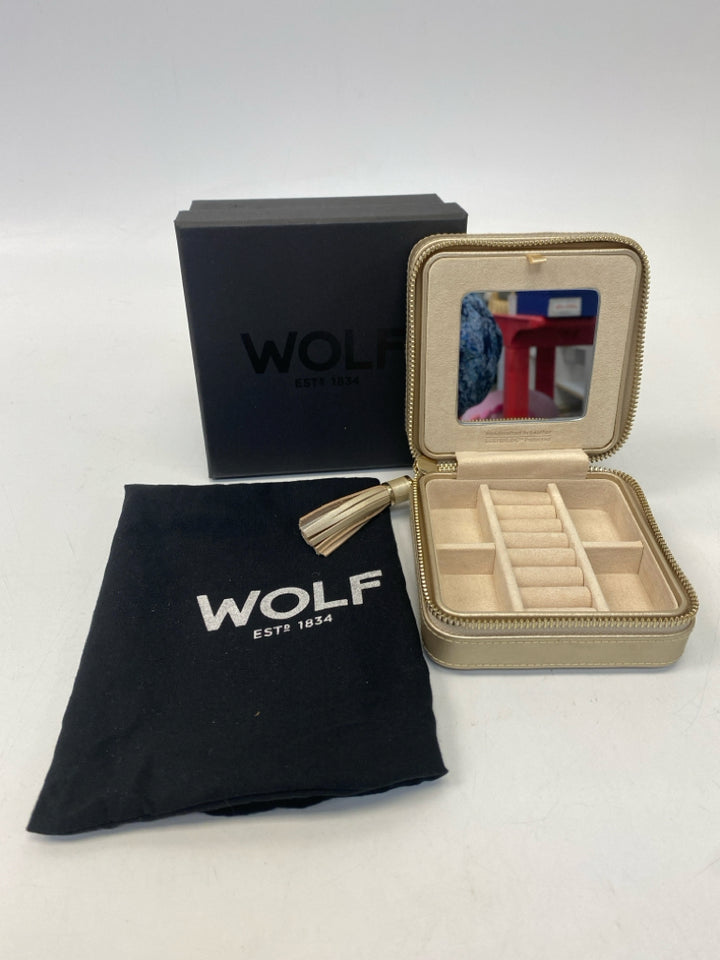 Wolf Champagne Travel Jewelry Box