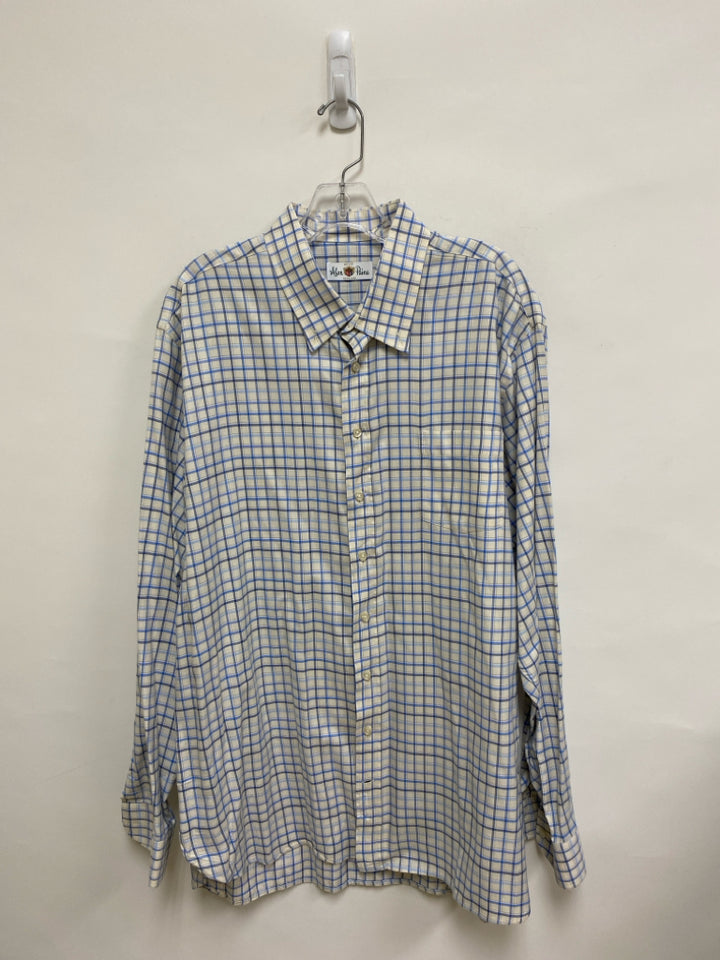 Alan Paine Size XL White Blue Plaid Men&