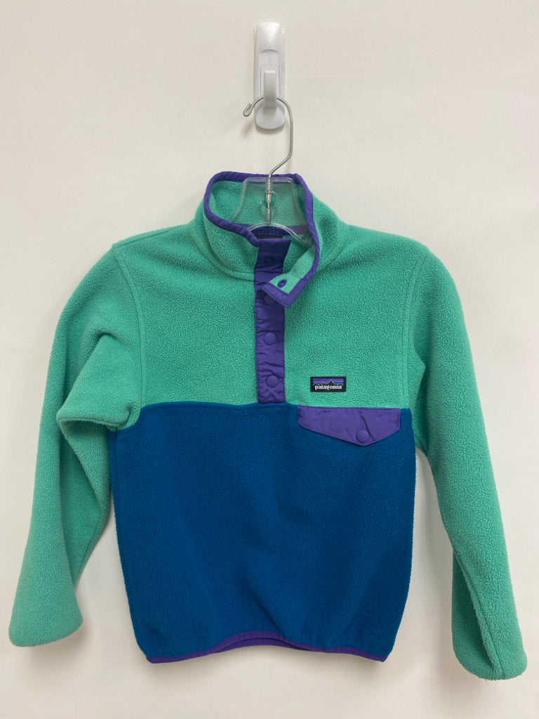 Patagonia SIZE 5/6 Seafoam Blue Quarter Button Fleece Girl&