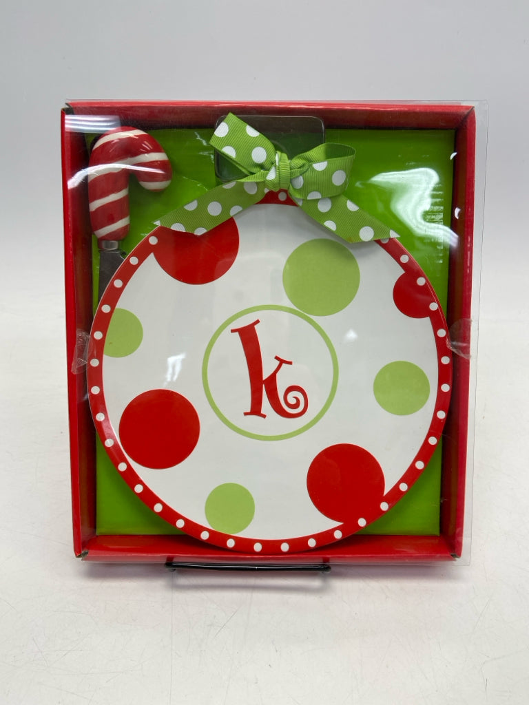 NEW/BOX Mudpie White Red/Green Dots/Stripes Christmas